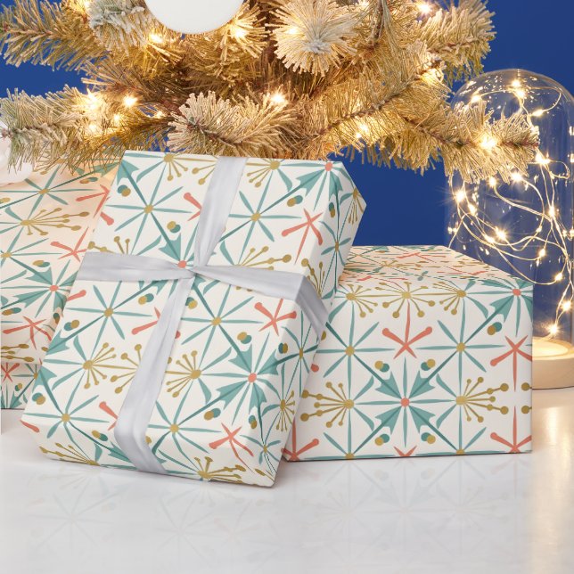 Retro Ornaments Mid-Century Holiday Wrapping Paper (Holidays)