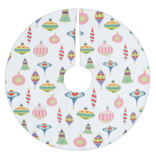 Retro Ornaments Mid Century Modern Brushed Poly Polyester Tree Skirt