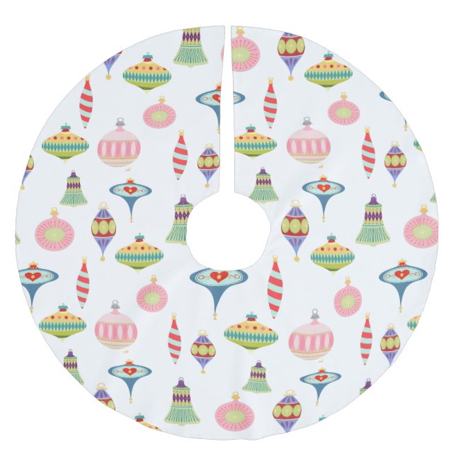 Retro Ornaments | Mid Century Modern  Brushed Poly Polyester Tree Skirt (Front)