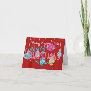 Retro Ornaments Red Christmas Holiday Card