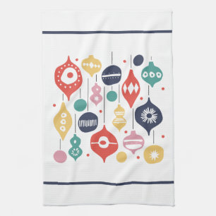 Retro Ornaments Tea Towel