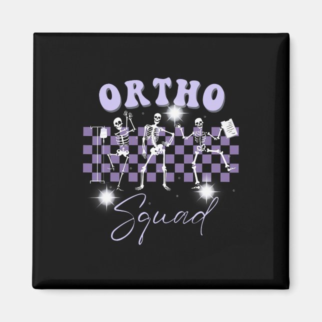Retro Ortho Squad Dancing Skeleton Orthopaedic Nur Magnet (Front)