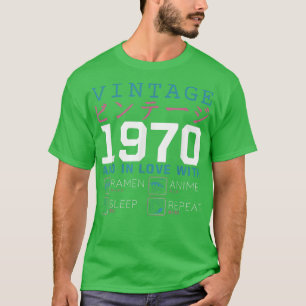 Retro Otaku Kanji Vintage 1970 Birthday Ramen Anim T-Shirt