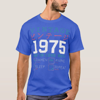 Retro Otaku Kanji Vintage 1975 Birthday Ramen Anim T-Shirt