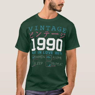 Retro Otaku Kanji Vintage 1990 Birthday Ramen Anim T-Shirt