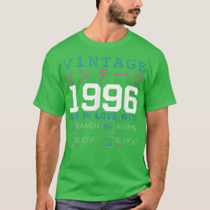 Retro Otaku Kanji Vintage 1996 Birthday Ramen Anim T-Shirt