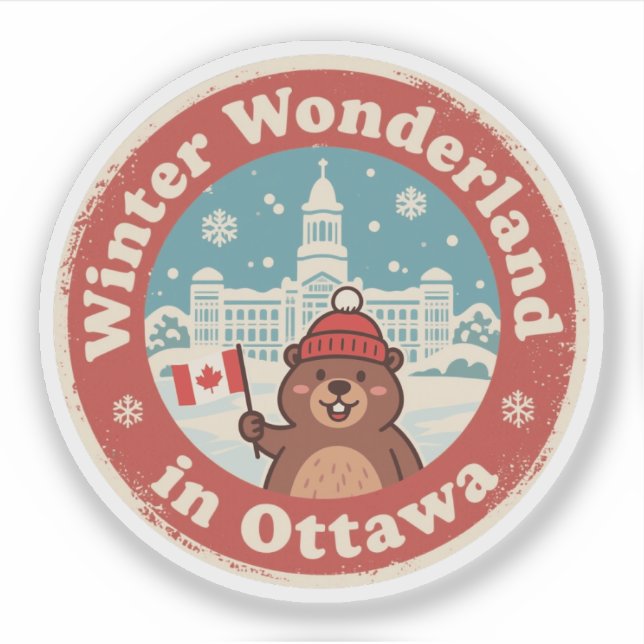 Retro Ottawa Beaver Winter Fun (Front)