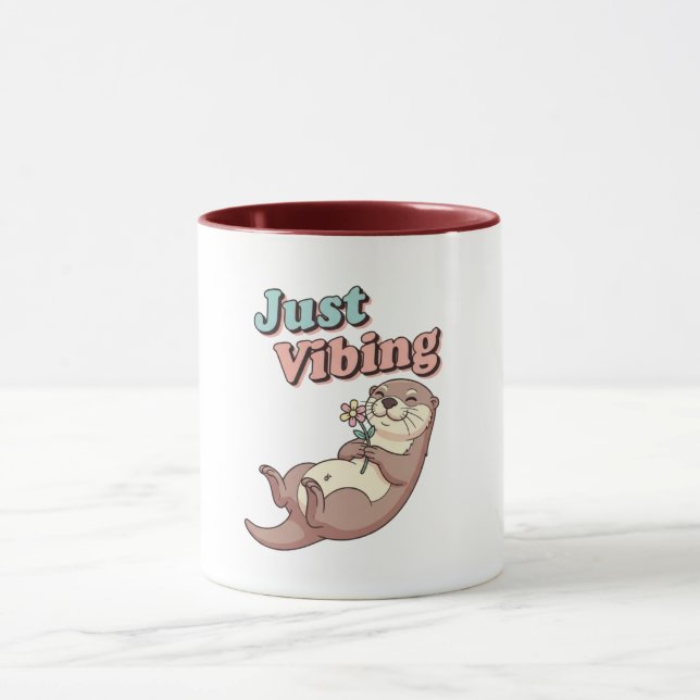 Retro Otter Calm Vibes Color Inside Mug (Center)