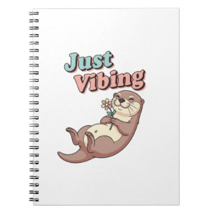 Retro Otter Just Vibing Lined Notebook