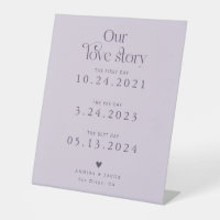 Retro Our Love Story Purple Wedding Timeline