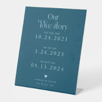 Retro Our Love Story Teal Wedding Timeline