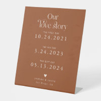 Retro Our Love Story Terracotta Wedding Timeline