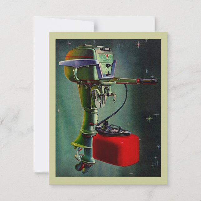 Retro Outboard Motor Retirement Invitation Fishing (Front)
