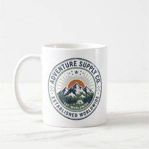 Retro Outdoor Adventure Mountain Emblem Coffee Mug