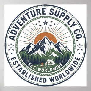 Retro Outdoor Adventure Mountain Emblem Poster