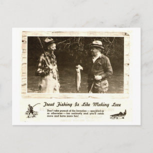 Retro Outdoors Man Cave Fishing Help - Postcard