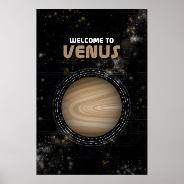 Retro Outer Space Art with the Planet Venus Poster (Front)