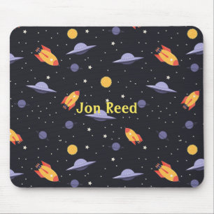 Retro Outer Space Monogrammed Mouse Pad