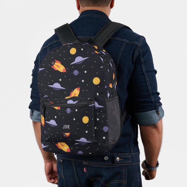 Retro Outer Space Monogrammed Printed Backpack (Insitu (Model))