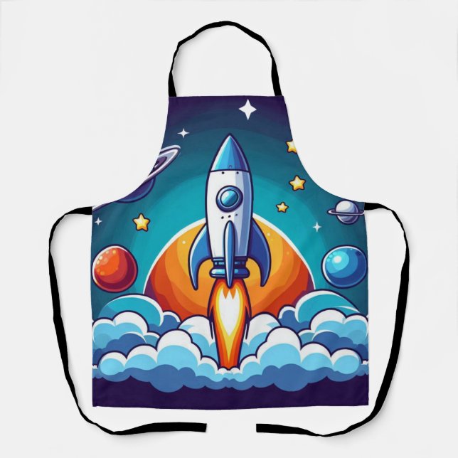 Retro, outer space rocket apron (Front)