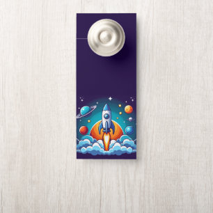 Retro, outer space rocket door hanger