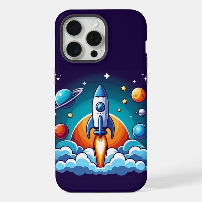 Retro, outer space rocket iPhone case (Back)