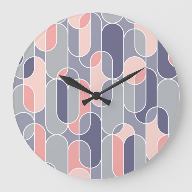 Retro Oval Geometric 70s Pattern Large Clock (Front)