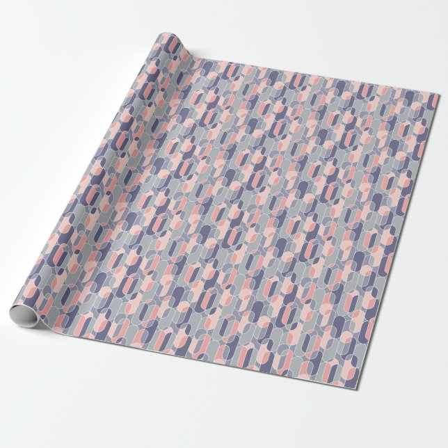 Retro Oval Geometric 70s Pattern Wrapping Paper (Unrolled)