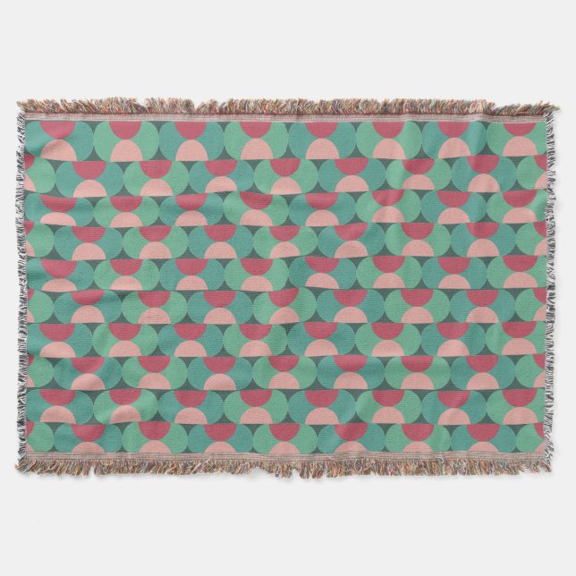 Retro Ovals and Semi-Circles Throw Blanket (Front)