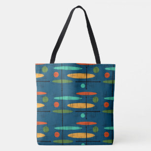 Retro Ovals Lines & Dots Tote Bag