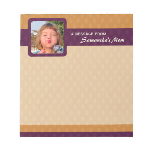 Retro Ovals Photo Small Mum Notepad - Tangerine