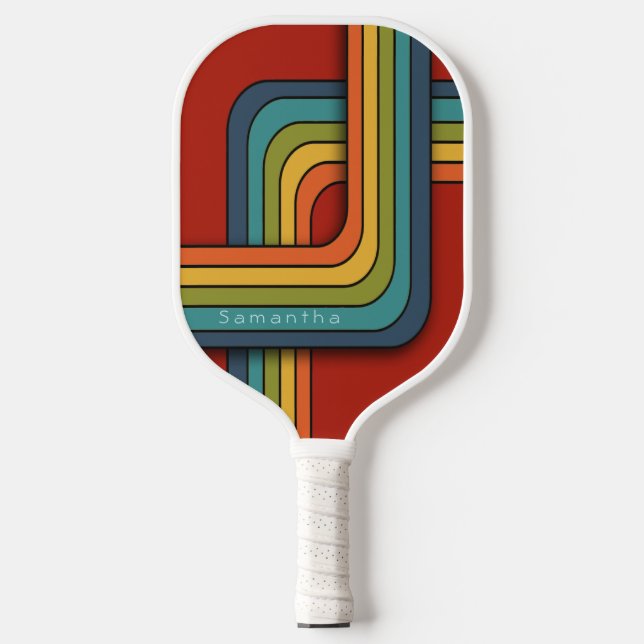 Retro overlapping racetracks Crimson Pickleball Paddle (Front)