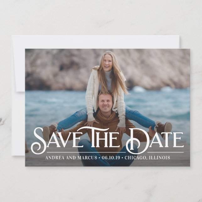 Retro Overlay Modern Save The Date Card (Front)