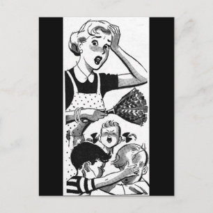Retro Overwhelmed Mum Postcard