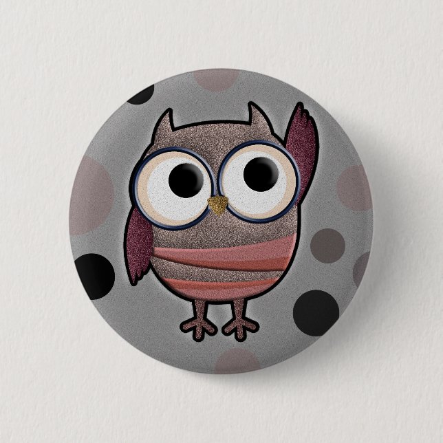 Retro Owl 6 Cm Round Badge (Front)