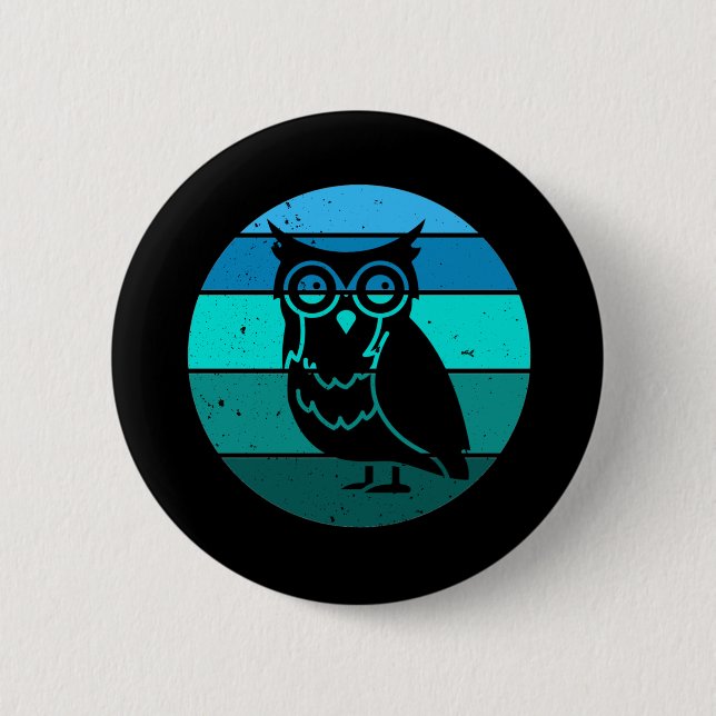 Retro Owl 6 Cm Round Badge (Front)