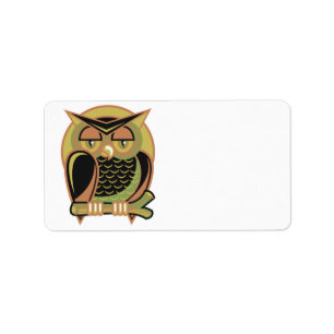 retro owl design label