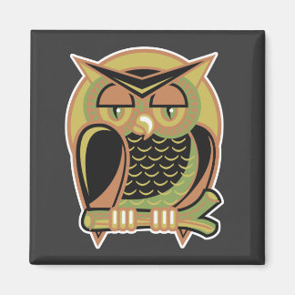 retro owl design magnet