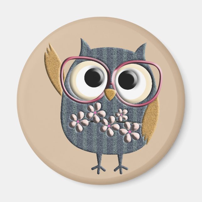 Retro Owl Magnet (Front)