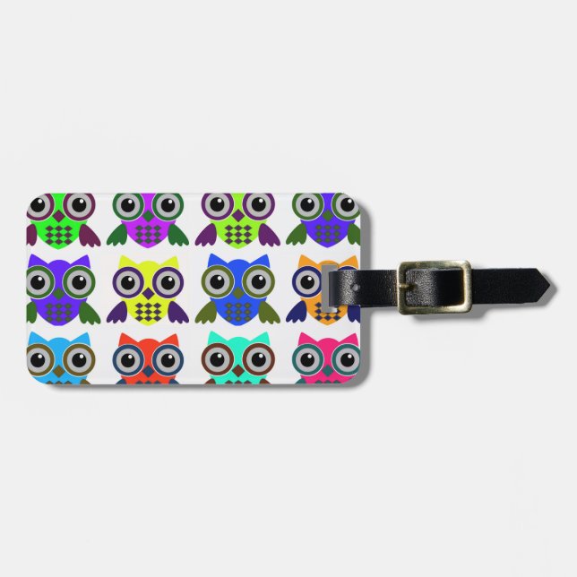 Retro Owl Pattern Luggage Tag (Front Horizontal)