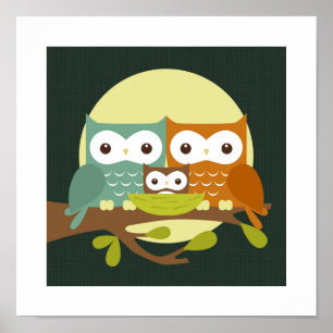 Retro Owl Poster Print