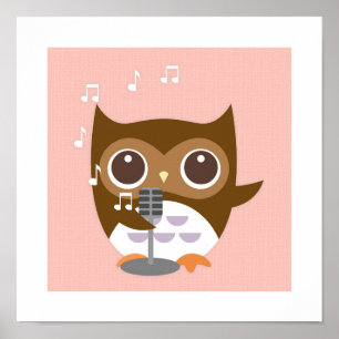 Retro Owl Poster Print
