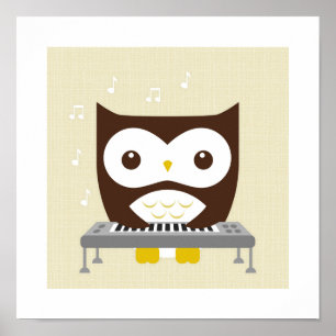 Retro Owl Poster Print