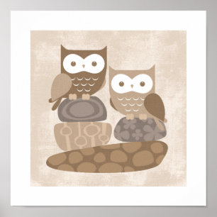 Retro Owl Poster Print