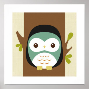 Retro Owl Poster Print