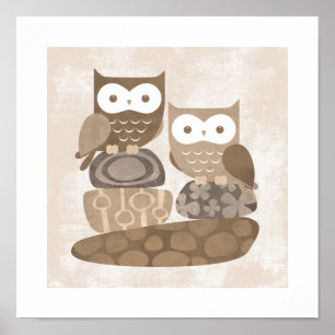 Retro Owl Poster Print