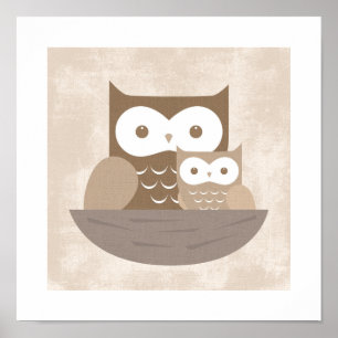 Retro Owl Poster Print