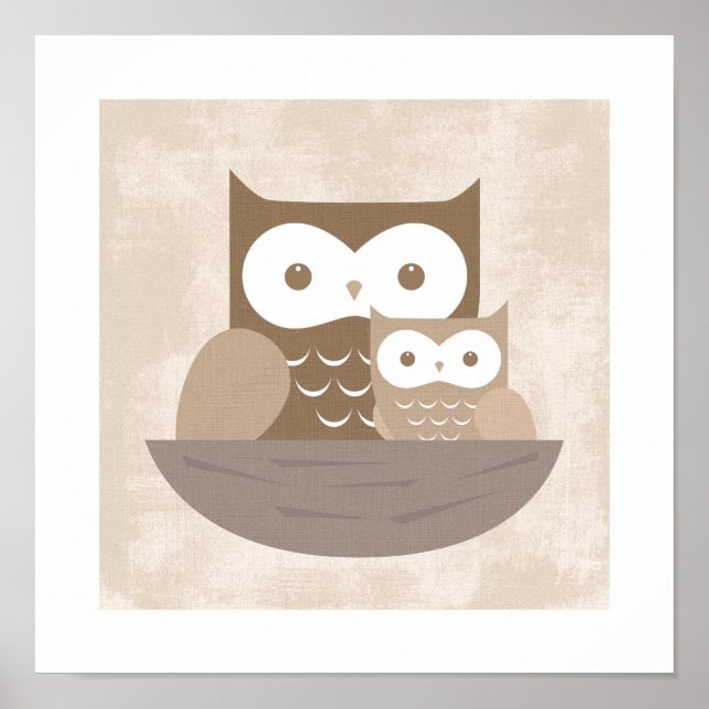 Retro Owl Poster Print (Front)