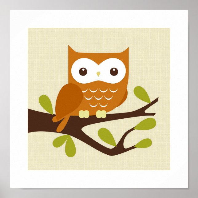 Retro Owl Poster Print (Front)