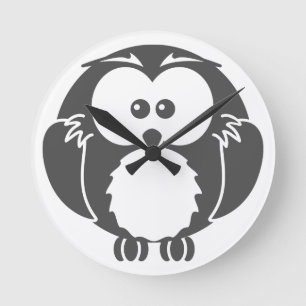 Retro Owl Round Clock
